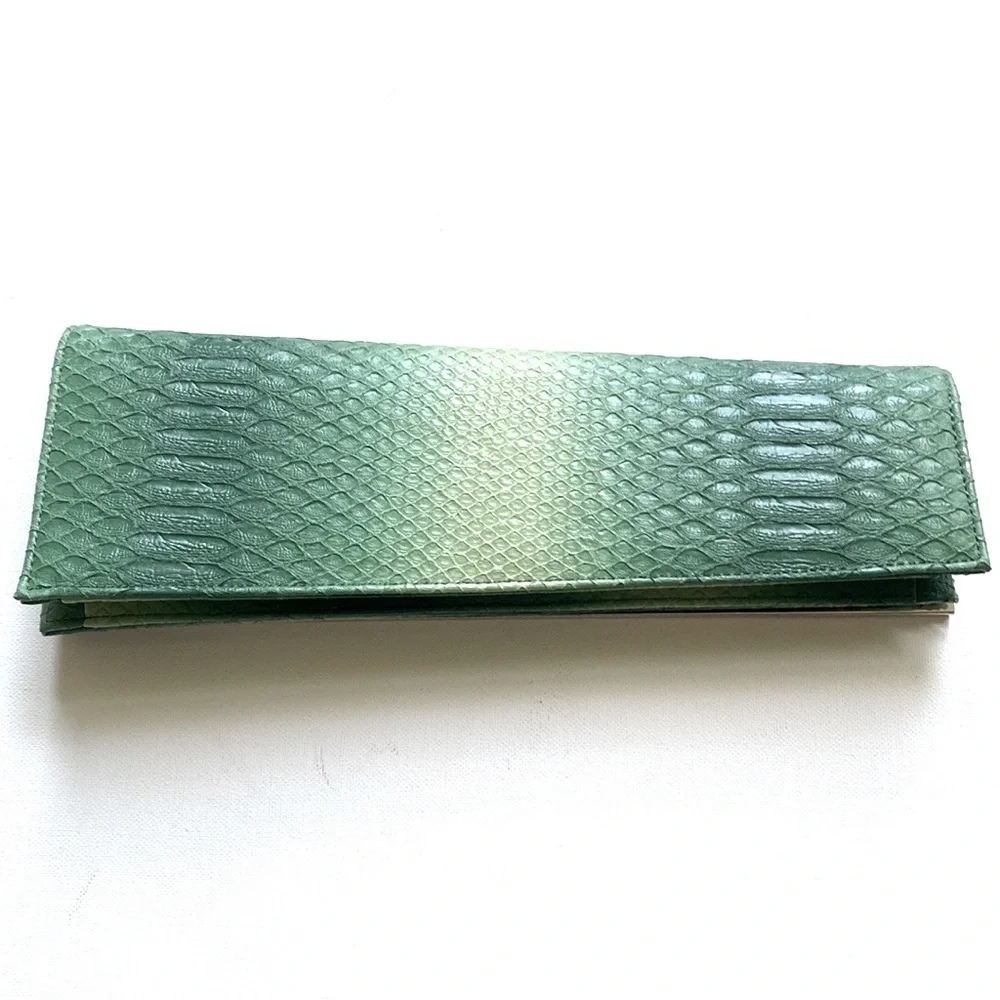 Python‎ asymmetrical green ombré clutch purse